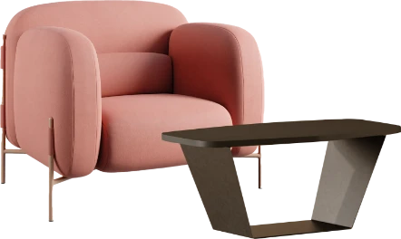 fauteuil et table orange
